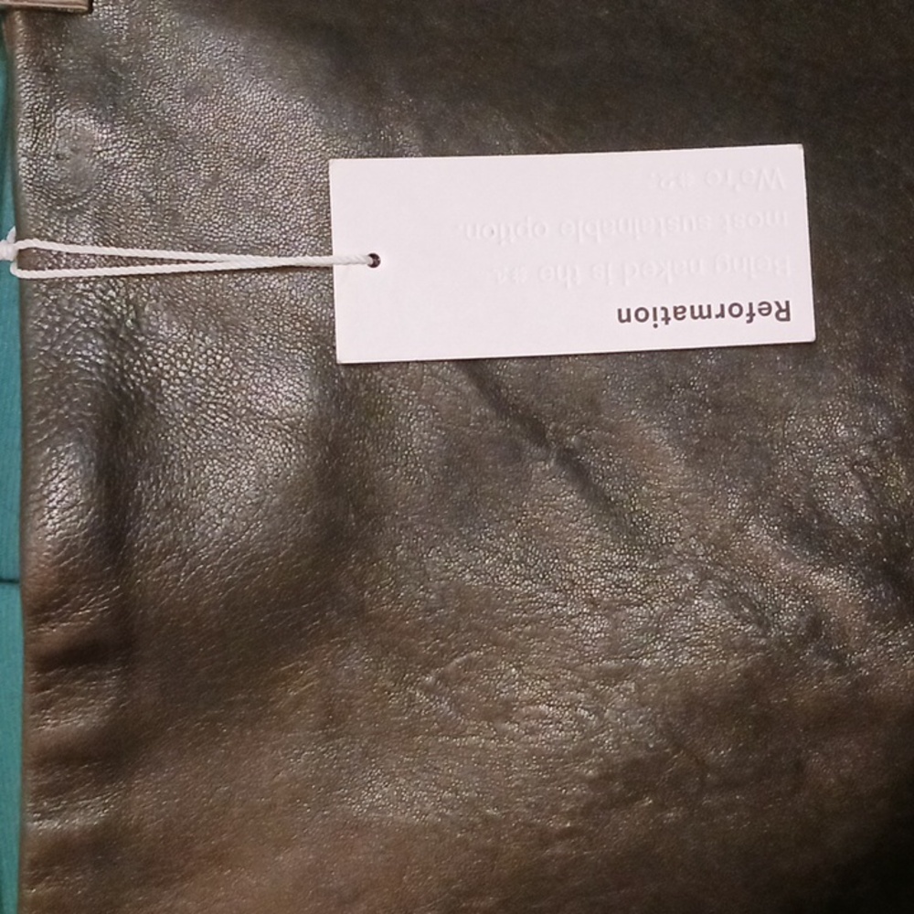 NWT Reformation Genuine Leather Black Skirt Size 6 - Picture 2 of 8
